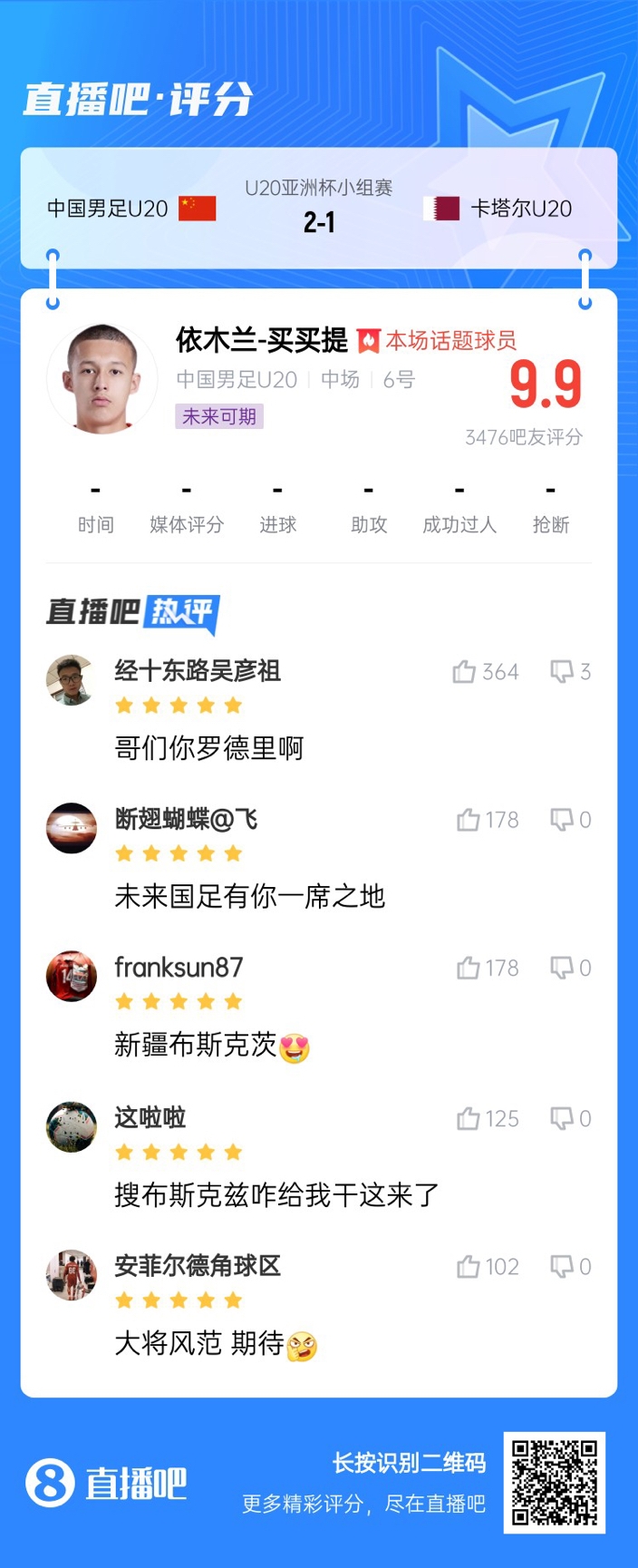  依木蘭+陳澤仕泰山中場連線！19歲依木蘭獲封：新疆布斯克茨！