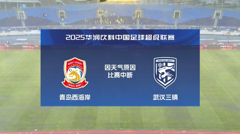  比賽延期！青島西海岸vs武漢三鎮(zhèn)進(jìn)行至18分鐘，因天氣中斷30分鐘