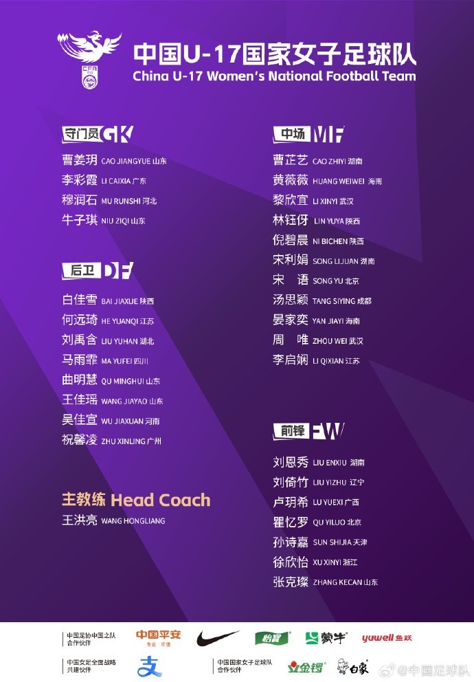  U17女足30人將在蘇州集訓備戰(zhàn)世界杯，姜寧、朱挺擔任訓練員
